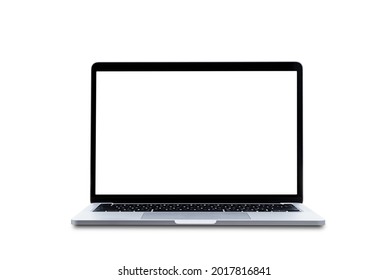 Modern Laptop computer with blank screen isolated on white background.
