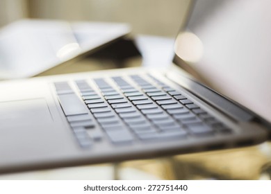 Modern Laptop At Home, Shallow Depth Of Field