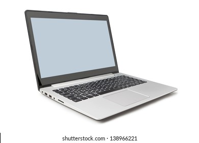 Modern Laptop Side And Open On A White Background.