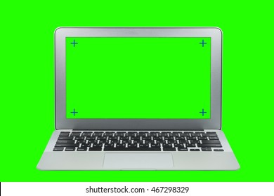 Modern Laptop Whit Green Screen Background