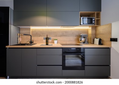 Modern Large Luxury Dark Gray Kitchen Furniture