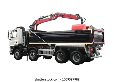 A Modern Large Tipper Lorry With An Hydraulic Grab Arm.