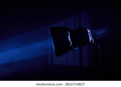Modern LED studio lights and set for commercial video and photography use.