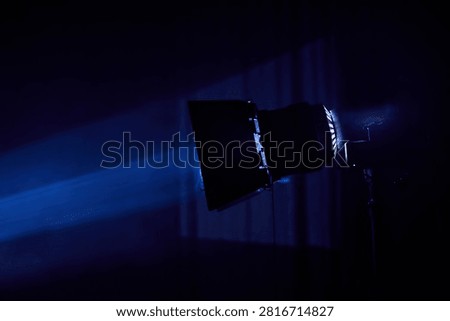 Modern LED studio lights and set for commercial video and photography use.