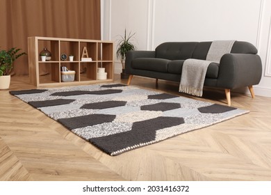 Modern Living Room Interior With Grey Carpet And Stylish Furniture