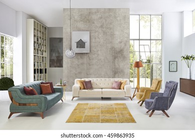 Modern Living Room luxury sofa interior design - Shutterstock ID 459863935
