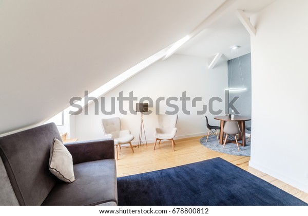 Modern Living Room Small Apartment White Stock Photo Edit Now 678800812