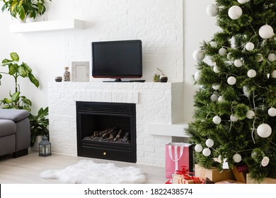 Modern Living-room With TV And Hifi Equipment