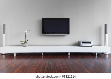 Modern Living-room With TV And Hifi Equipment