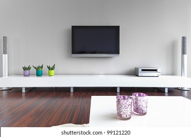 Modern Living-room With TV And Hifi Equipment