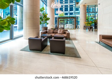 Modern Lobby, Hallway, Plaza Of The Luxury Hotel, Shopping Mall, Business Center.  Interior Design.