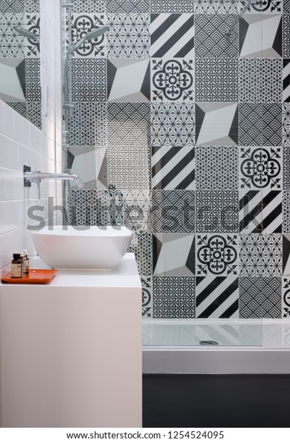 Modern Loft Bathroom High Ceiling Eaves Stock Photo Edit