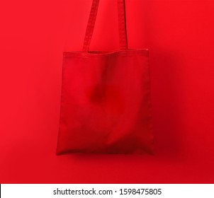 The Modern Look of Red Fabric Canvas Totebag or Goodie Bag Isolated on White Colour Background - Shutterstock ID 1598475805