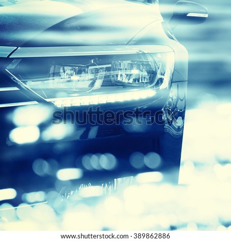 Modern luxury car close-up background