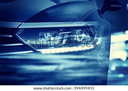 Modern luxury car close-up background