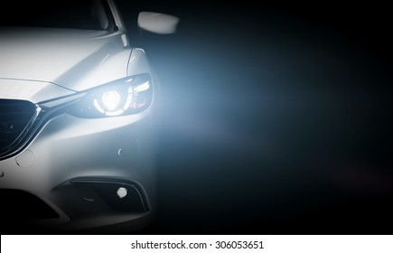 Modern Luxury Car Close-up Banner Background. Concept Of Expensive, Sports Auto.