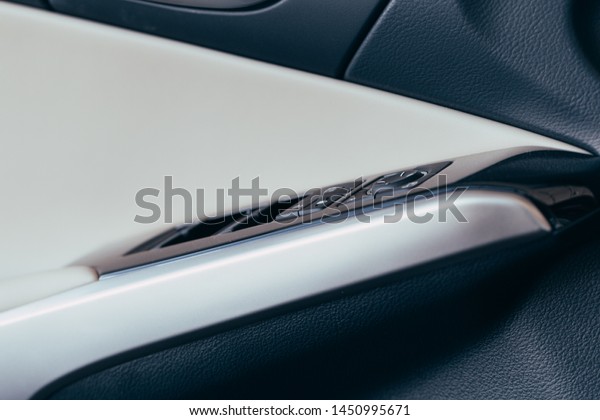 Modern Luxury car inside. Interior of\
prestige modern car. Modern car interior\
details
