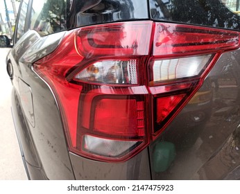 Modern and luxury car led taillight, exterior detail Automobile. Expensive car taillight and exterior details