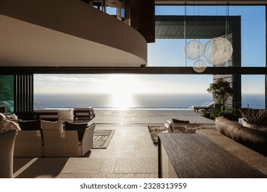 Modern luxury house overlooking ocean - Powered by Shutterstock