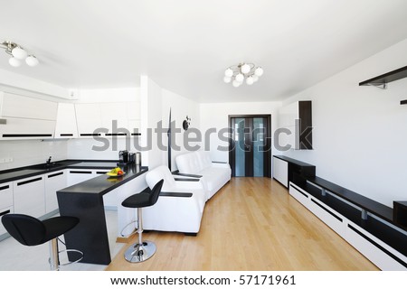 Modern luxury living room interior. No brandnames or copyright objects.