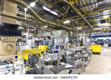 modern machines for transportation in a large print shop for production of newspapers & magazines - Shutterstock ID 1664291719