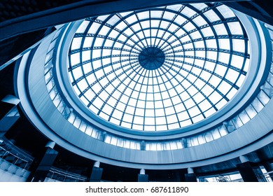 Modern Mall Atrium Round Ceilinglow Angle Stock Photo 687611890 ...