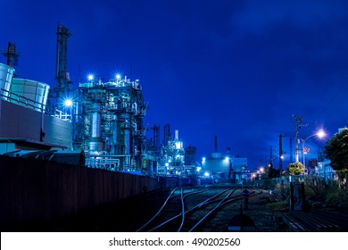 Modern Manufacturing Industry Night View Stock Photo 490202560 ...