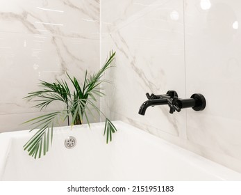 Modern marble bathroom, great design for any purposes. Luxury modern interior. Bathroom hygiene bath. Elegant, modern style. 