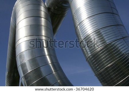 Modern metallic ventilation ducts (double, ribbed)