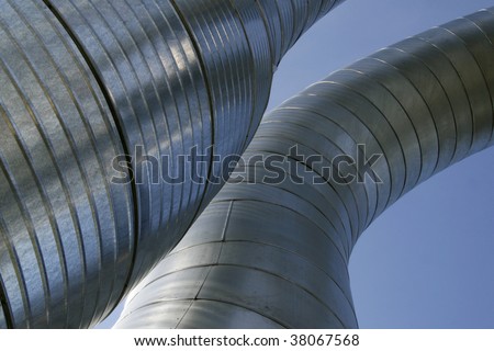 Modern metallic ventilation ducts (double, ribbed)