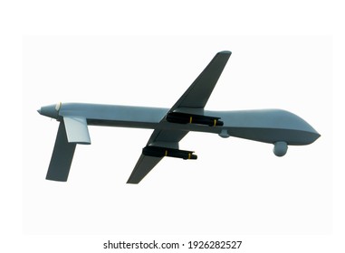 Modern military drone isolated on white background