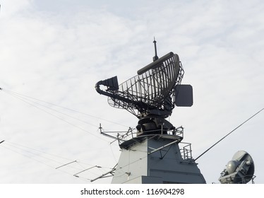 Modern, Military Ship Radar Station.