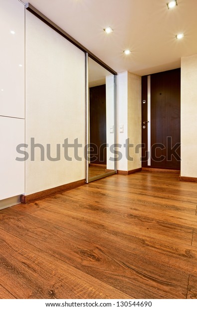 Modern Minimalism Style Corridor Interior Slidingdoor Stock Photo