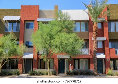 Modern Multi Family Town Houses With Green Desert Landscaping