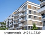 Modern multi-family apartment buildings seen in Berlin, Germany