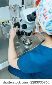 Modern multifunctional medical microscope, experiments on modern medical microscope equipment