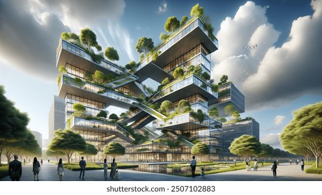 Modern High-rise Building Unique Architectural Design AI-generated ...