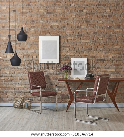 Modern Natural Wallpaper Wicker Chair Vase Stock Photo Edit