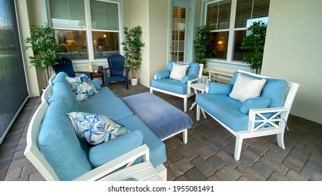 A Modern Nicely Decorated Cozy Lanai  In A New Home In Florida.