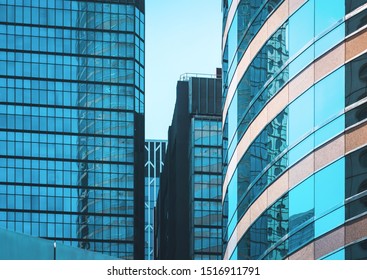 Modern Office Building Close Up In Hong Kong