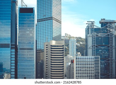 Modern Office Building Close Up In Hong Kong