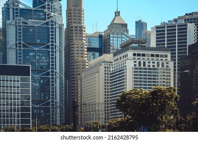 Modern Office Building Close Up In Hong Kong