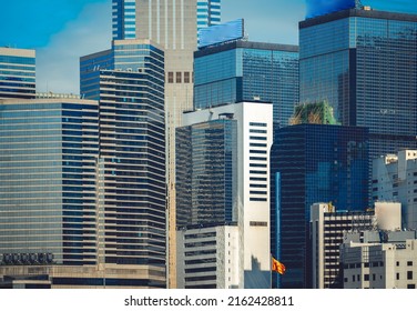 Modern Office Building Close Up In Hong Kong