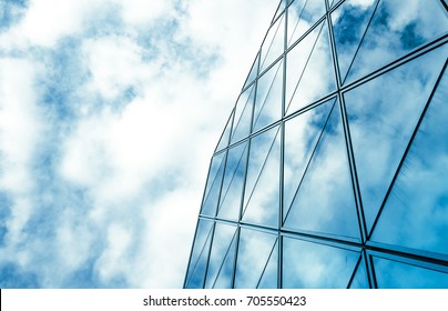 Modern office building detail  glass surface 