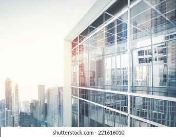 Modern Office Building With Facade Of Glass