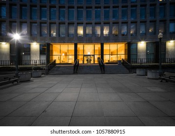 Modern office building illuminated at night, Toronto, Canada - Powered by Shutterstock