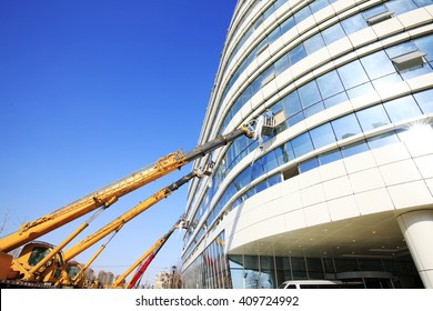 The modern office building is under construction