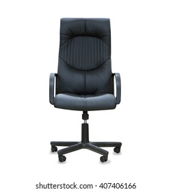 Modern office chair from black leather isolated over white - Shutterstock ID 407406166