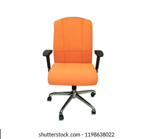 Modern Office Chair From Orange Cloth. Isolated