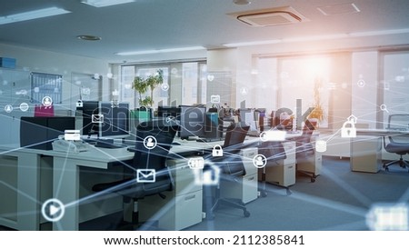 Modern office and communication network concept. Smart office. Internet of Things.